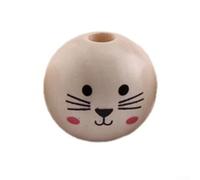 30 cuentas de madera de 20 mm con caras sonrientes para hacer pulseras y actividades creativas para niños (cara de gato)