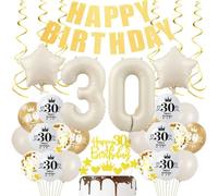 30 cumpleaños decoración beige decoración, Decoraciones Fiesta Oro Beige 30 Años Globos, Globos 30 años oro beige mujer hombre, mujer cumpleaños 30 decoración fiesta boho, Globos 30 decoración