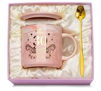 30 Cumpleaños Taza de Cerámica Jaspeada Rosa, 30 Años Regalos Originales Para Mujer Cumpleaños 30 Regalo Cumpleaños Mujer Regalo, Viene con Tapa, Cuchara, Tarjeta de Felicitación y Caja de Regalo