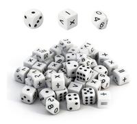 30 Dados de Matemáticas 15mm en Acrílico, 10 Dados de Puntos, 10 Dados de Operaciones Matemáticas y 10 Dados de 10 Caras - Policubos para Matemáticas Infantil, Juegos de Mesa y Actividades Educativas