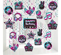 30 Decoraciones de Fiesta Musical, Decoración de Remolinos Colgantes de Fiesta de Video Corto de Música para Cumpleaños de Música Fiesta de Videos Cortos DJ Fiesta Temática de Redes Sociales