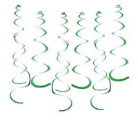 30 decoraciones de remolino de fiesta, color verde brillante, decoraciones colgantes con remolinos dobles y espirales individuales, serpentina de plástico para techo, serpentina metálica de plástico