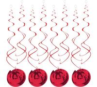 30 decoraciones de remolinos rojos para colgar, serpentinas de fiesta rojas para aniversario, boda, techo, decoración de fiesta