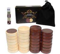 30 discos de madera de 30 mm con pies de fieltro - Fichas de juego para backgammon, dama, tic tac toe & molino - Incluye 5 dados - Accesorios de madera de alta calidad para juegos de mesa