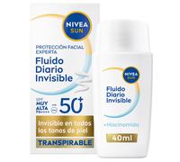 NIVEA SUN Fluido Diario Invisible Protector solar facial FPS 50+ (1 x 40 ml), crema solar facial ultra ligera con efecto mate, El embalaje puede variar