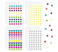 30 Estrellas y 10 Corazones de Papel de Aluminio - Pegatinas de Recompensa de 1,3 cm para Niños y Escuelas (Dorado y Plateado)