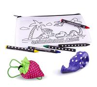 30 Estuches para Colorear + 1 Bolsa Reutilizable | 30 Bolsas Individuales con 5 Ceras de Colores y Globo | Regalo niños Fiestas y cumpleaños (Dinos)