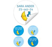 30 Etiquetas redondas personalizadas para niños - Pegatinas adhesivas para objetos, para guardería y escuela. Impermeables (Paleta 14, 30 uds)