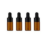 30 frascos cuentagotas de vidrio ámbar, mini viales vacíos de muestra, botellas de aceite esencial, frascos de perfume, contenedores cosméticos con cuentagotas de vidrio y tapas negras, Brown, 3 ml