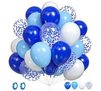 30 globos azul real y blanco de diferentes tamaños de 12 a 10 pulgadas, kit de globos de confeti azul real para cumpleaños, baby shower, graduación, boda, decoración de fiesta