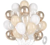 30 Globos Beige Blanco, Globos Helio Crema Blanco Arena Claro, Metálicos Champagne Oro Látex Globos, 12" Nude Decoración de Globos de Fiesta para Boho Boda Cumpleaños Baby Shower Bautizo