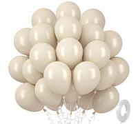 30 Globos Blanco Arena, 12" Globos de Látex Blanco Crema Retro, Globo Helio Blanco Arena Mate, Globo Fiesta Beige para Cumpleaños Baby Showers Boda San Valentín Graduación Fiesta Comunión