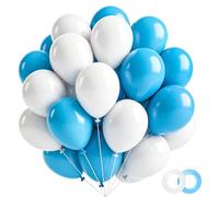 30 globos de color blanco perla y azul, decoraciones de cumpleaños de color | Kit de globos para cumpleaños, boda, aniversario, graduación, baby shower, decoración de fiesta temática