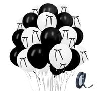 30 globos de lazo negro y blanco para decoración de fiesta de cumpleaños, coqueta, despedida de soltera, baby shower, decoración de boda, compromiso, suministros de fiesta nupcial