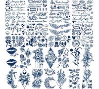 30 Hojas de Tatuajes Semipermanentes Mujeres, Tatuajes Falsos de Rosa Floral Oscuro para y Niños, Con una duración de 1 a 2 Semanas Pegatinas de Tatuaje Pequeñas e Impermeables (Dragonfly)