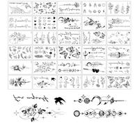30 hojas de tatuajes temporales de 2 semanas, tatuajes falsos negros, tatuajes adhesivos para adultos, resistentes al agua, pequeños refranes, pegatinas temporales para niños, hombres y mujeres
