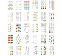 30 Hojas de Tatuajes Temporales para Mujeres, Pegatina de Cuerpo Arco Iris líneas, Impermeables Tatuajes Pequeño para Fiesta Carnaval Halloween Fiesta de Verano Playa Hawaiano Adultos Niños Regalo