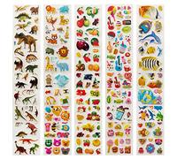30 Hojas Pegatinas para Niños 520+ 3D Puffy Pegatinas para Regalos Gratificantes Scrapbooking Que Incluye Animales, Peces, Dinosaurios, Frutas y Pastel, Decorar para Botella de Agua