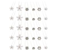 30 Horquillas Perlas y Brillantes para Novia, Boda y Graduación | Paquete de 30 Piezas, Aleación y Plástico, Plata Elegante, 7, 30x1,00x1,00cm