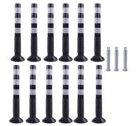 30-Inch Flexible Traffic Barricade Post with Reflective Band for Driveway and Crowd Control(Black+white,12 pack)