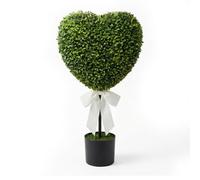 30 Inch Heart Shaped Boxwood Topiary Outdoor - 2.5 Ft Artificial Potted Plant for Front Porch, UV Resistant Faux Greenery Tree with Pot for Valentine’s Day Decor, Realistic & Weighted Base