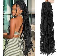 30 Inch Soft Locs Crochet Hair Pre Looped Faux Locs Crochet Braids Curly Wavy Goddess Locs Dreadlocs Synthetic Hair For Black Women(30 Inch (Pack of 6), 1B)