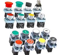 30 interruptores de botón XB2 con reinicio automático BA31, plano de metal, perilla de arranque ZB2, parada de emergencia BD33, tipo hongo BS542(XB2-BA11)