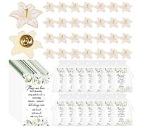 30 juegos de alfileres conmemorativos a granel para celebración de la vida, recuerdos funerarios Forget Me Not Lily Flower Lapel Pin Broches Memoriales tarjetas de poema conmemorativo, bolsas de