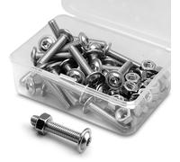 (30 Juegos) Juego de Tornillos Hexagonales M6 x 30mm con Brida y Tuercas 304 Acero Inoxidable de Cabeza Plana