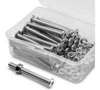 (30 Juegos) Juego de Tornillos y Tuercas Hexagonales M5 x 50 mm 304 Tornillos de Conector Para Muebles de Cabeza Plana de Acero Inoxidable