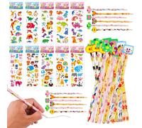 30 Lapices con Goma, 10 Pegatinas de Dibujos Animados, Juego de Lapices y Pegatinas, Regalo Ideal para Cumpleaos Infantil, Accesorio Escolar - 40 PCS