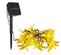 30 LED libélula Solar Powered luz de hadas, DINOWIN 6 metros Solar cadena luces, Exterior Guirnaldas luminosas,para jardín,boda,decoración de hogar, fiesta (blanco cálido)