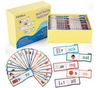30 libros de lectura y rima, libro de palabras familiares, tarjetas flash para aprender a leer fonética, tarjetas ABC y juegos de lectura (amarillo, 1 juego)