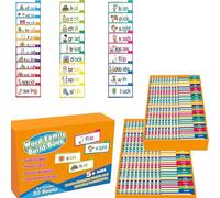 30 Libros volteados de Lectura y rima, Familias de Palabras, Tarjetas de fonética del Alfabeto, Tarjetas de fonética ABC, Estudio para Leer con Tarjetas fonéticas, Adecuado para Juegos (2pcs)