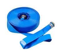 30 m x 50 mm Bomba de descarga de agua plana para estanques, manguera de PVC reforzada con poliéster para bombas sumergibles, drenaje de estanques, piscina y jardín, color azul