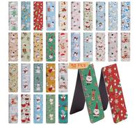 30 Marcapáginas Navideños Magnéticos para Niños con Regla - Diseños Adorables de Papá Noel, Muñeco de Nieve y Reno, Clips Marcapáginas Navideños, Material Escolar, Hogar para Leer, Regalos Navideños