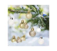 30 Mini Adornos Navideños con Colgador, 3CM, Pequeños Adornos Navideños Dorados y Blancos, Mini Adornos para Árbol de Navidad, Decoraciones