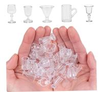 30 miniaturas de casa de muñecas, Mini Vasos de plástico Transparente con Tapas para Accesorios de casa de muñecas, Cosas en Miniatura para Manualidades y decoración de Mini, Accesorios