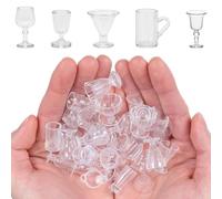 30 Minivasos de plástico Transparente con Tapas para casa de muñecas en Miniatura Accesorios para casa de muñecas Cosas en Miniatura para Manualidades y decoración de Mini