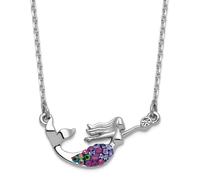 30 mm plata de ley 925 chapada en rodio cristal sirena 17,25 pulgadas con collar de 5 centímetros - 43 cm - Regalo de joyería para mamá, talla única, Cristal Metal Cristal metal Rodio, Cristal