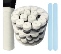 30 Overgrips Padel Blanco Grip Padel y Tenis Absorbente - Empuñadura para Mejorar Agarre en Raqueta y Palas - Grips Accesorios Pádel + 2 Protector Pala de Padel Transparente - Padel Gripping Adherente