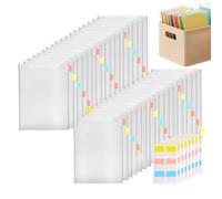 30 Pack Clear Document Folders With 60 Index Tabs - A4 Transparent File Pouches | Waterproof Wallets For School, Office & Travel | Document Set For Students & Teachers