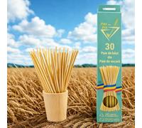 30 pajitas 100% de paja de centeno - pajitas naturales sin plástico y biodegradables - Ø 3,5 - 6 mm, 23 cm - insípido para cócteles, zumos, café, fiestas y gastro