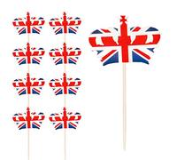 30 palitos de cóctel con corona de la bandera del Reino Unido, adornos para cupcakes británicos para cumpleaños de King's Charles 2025, palillos de comida para fiestas callejeras, barbacoas, eventos