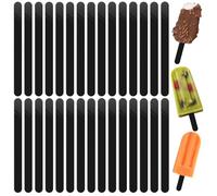 30 palitos de helado de acrílico de 4.5 pulgadas, reutilizables, de plástico, ideales para hacer pasteles, postres de caramelos, manualidades (color negro)