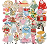 30 parches de hadas de flores para planchar, diseño de hadas de las flores, parches bordados, parches de reparación, para coser en ropa, vestido, sombrero, vaqueros, mochilas, pantalones, camisetas