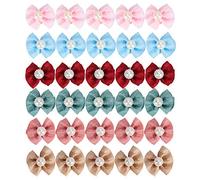 30 Pcs Cute Pet Dog Hair Bows, Pet Grooming Bows with Rubber Bands, Assorted Colors Lovely Bowknot Headwear for Cats and Dogs, Decorative Accessories for Daily Wear Party Wedding