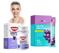 30 Pcs Dentífrico Sólido, 20 Pcs Enjuague Bucal, Pasta Dentífrica Masticable, Enjuague Bucal De Viaje Para El Cuidado Bucal, Limpiar Los Dientes Y Refrescar El Aliento (Uv Uva)