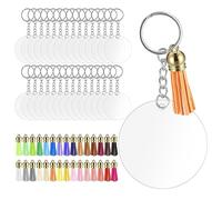 30 Pcs Llavero Acrílico en Blanco, Discos Acrílicos Llavero Kit, DIY Llaveros Acrílicos Redondos Transparentes con 30 Colgantes de Borlas & 30 Anillo de Salto, para Bricolaje Manualidades Accesorios
