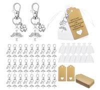30 PCS Llavero Ángel de la Guarda con Etiquetas de Papel Kraft en Blanco y Bolsas de Organza, Llavero Ángel de la Guarda Comunion, Llavero Ángel de la Guarda Bautizo, Colgante Angel de la Guarda
